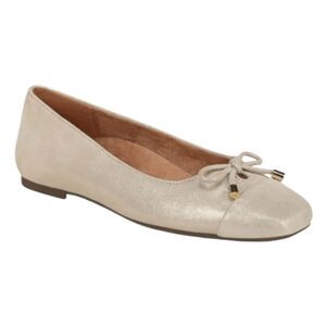 Vionic Klara Ballet Flat Gold Metallic Leather Square Toe Slip-On 7.5